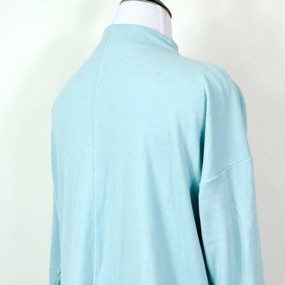 J Jill Size M Mock Neck Top Drop Shoulder Stretch Fleece Light Blue - Picture 5 of 9